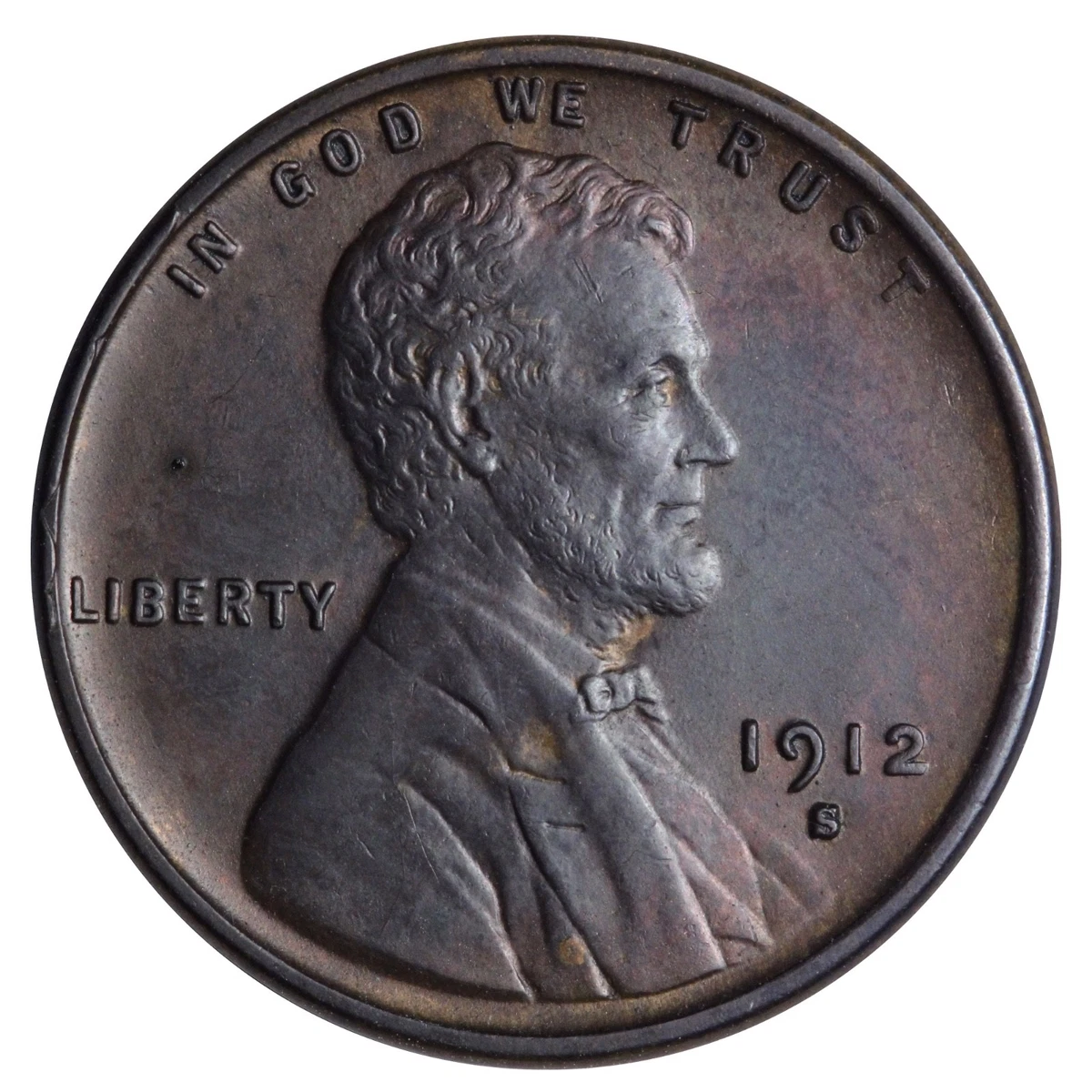 1912-S/S Repunched Mint Mark error showing doubled S impression on Lincoln cent